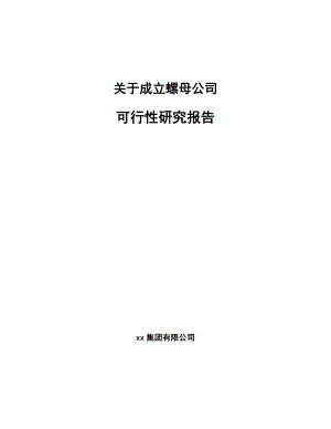 关于成立螺母公司可行性研究报告.docx