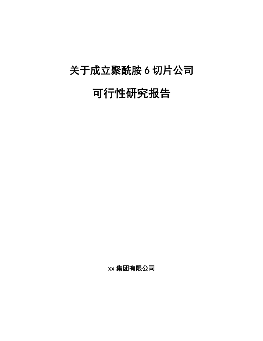 关于成立聚酰胺6切片公司可行性研究报告.docx_第1页