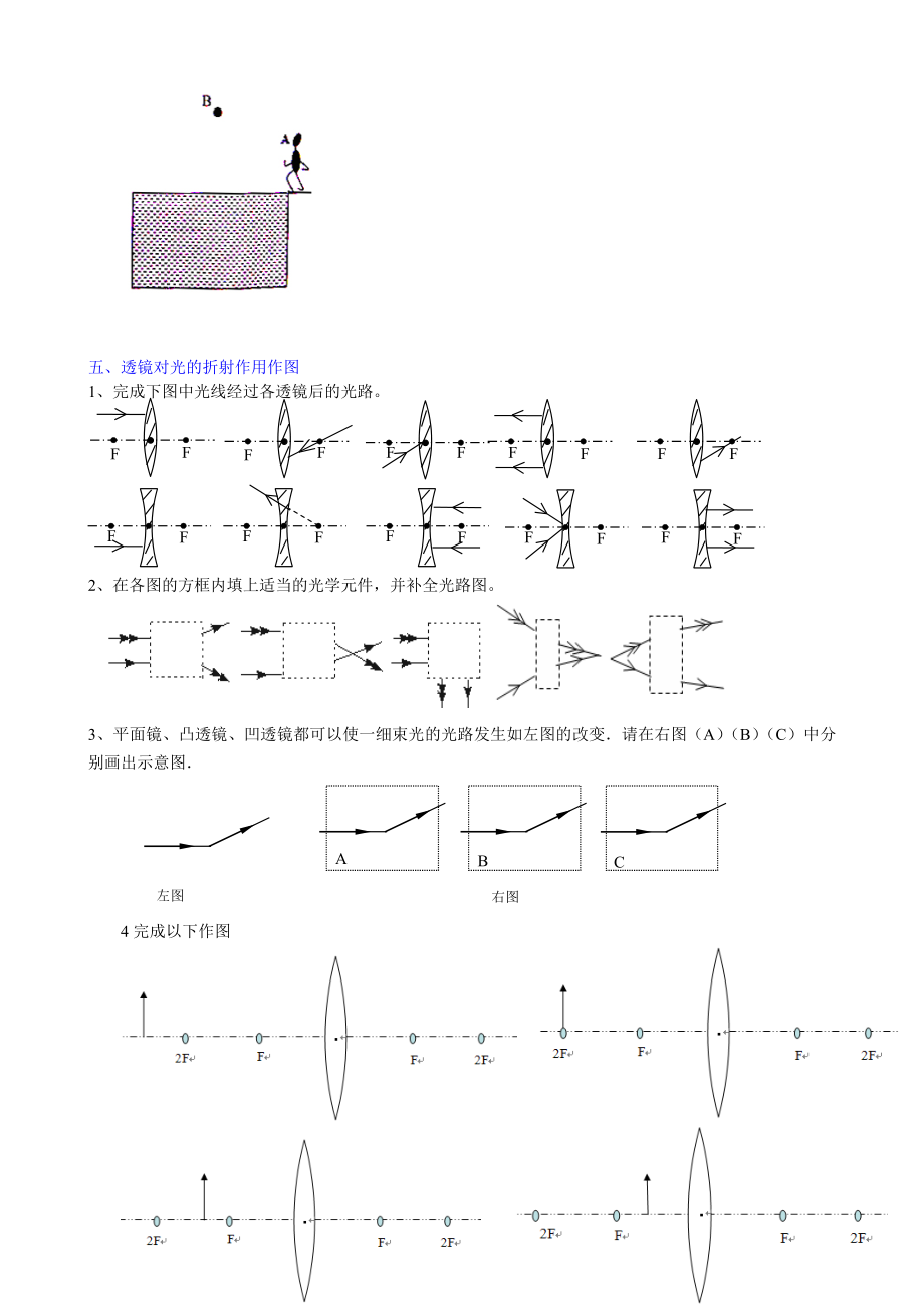 初二上期末复习学案光学作图专题训练.doc_第3页