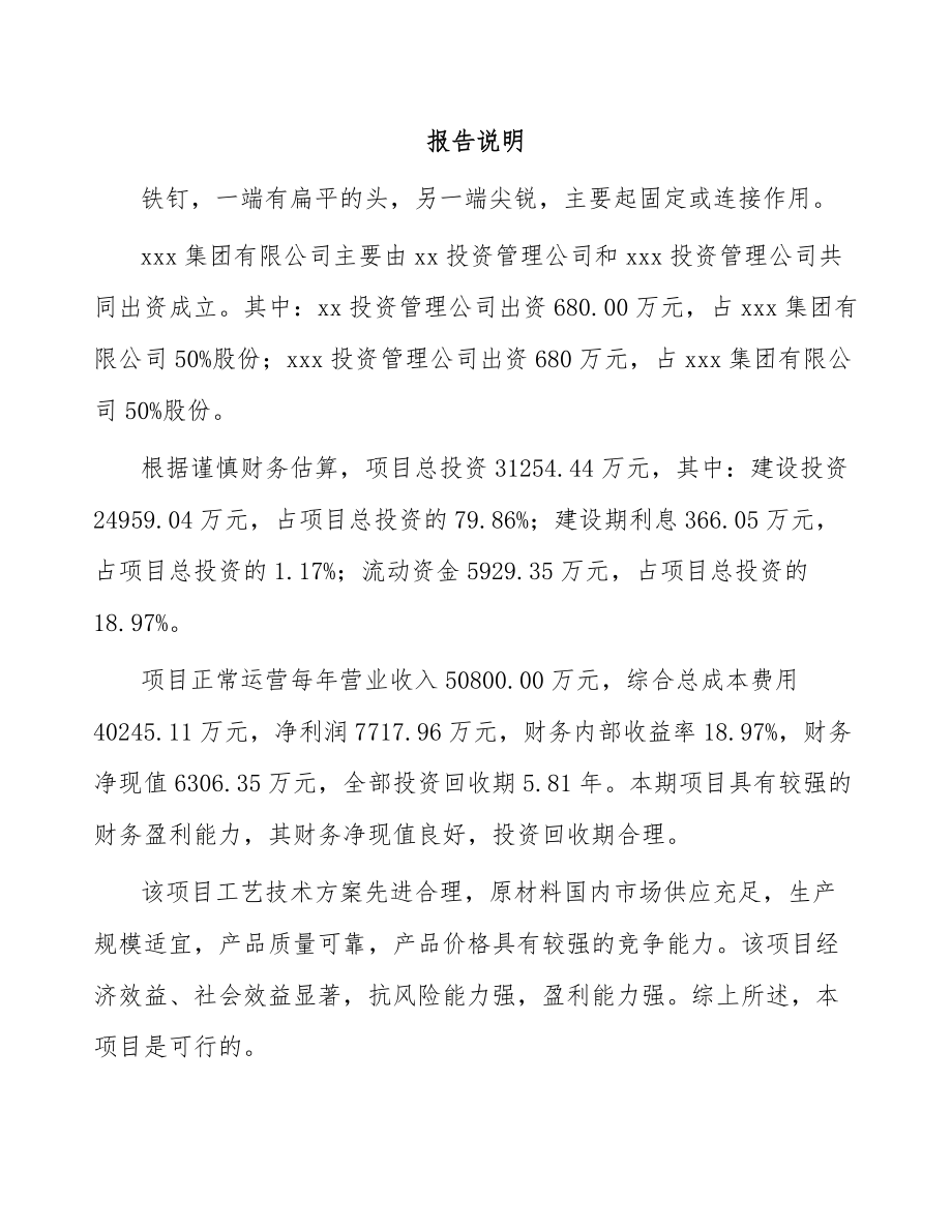 关于成立铁钉公司可行性研究报告.docx_第2页