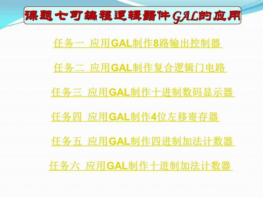 课题七可编程逻辑器件GAL的应用.ppt_第1页