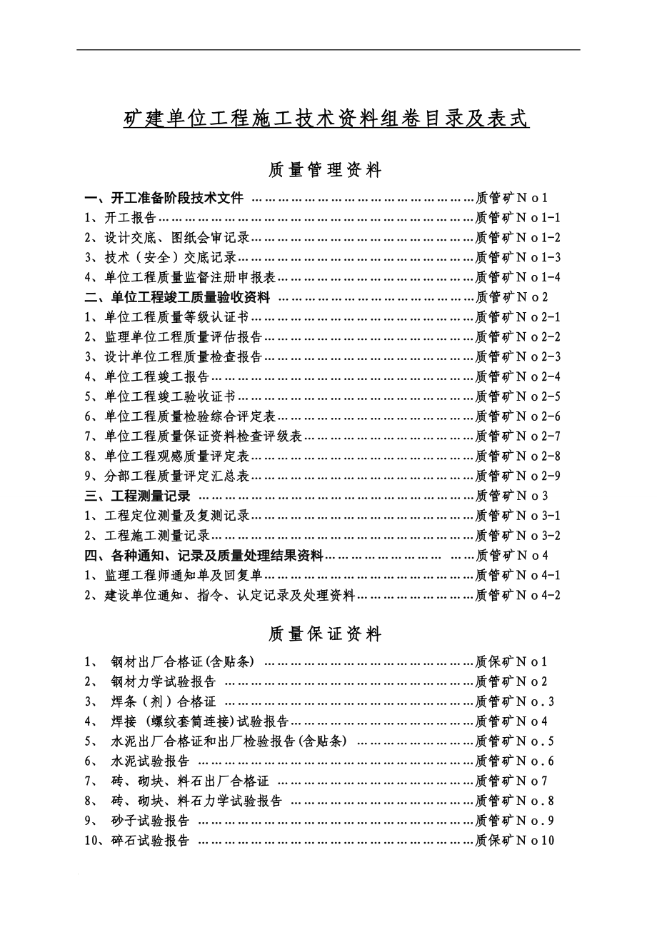 jn煤矿井巷单位工程施工技术资料表样及填表要求.doc_第1页