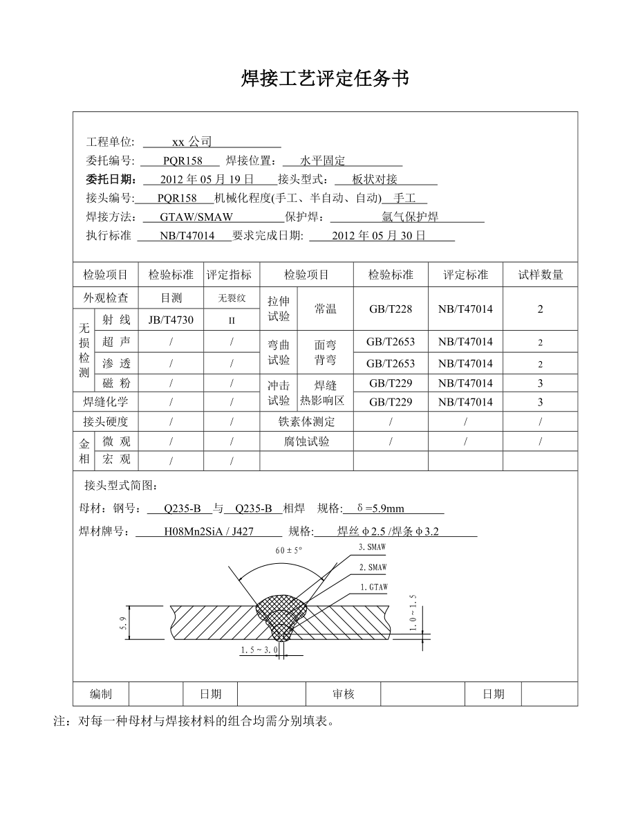 Q235 5.9mm板状对接焊接工艺评定氩电联焊.doc_第2页