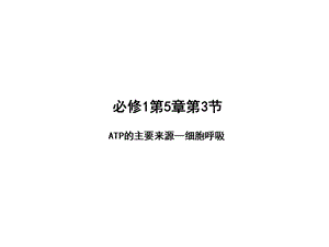 5.4ATP的主要来源细胞呼吸课件.ppt