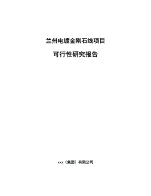 兰州电镀金刚石线项目可行性研究报告.docx