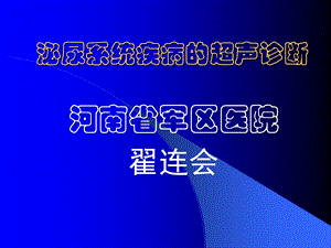 泌尿系统疾病的超声诊断翟连会河南.ppt