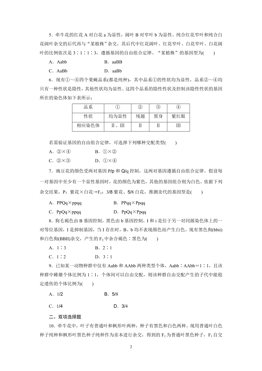 必修2第二单元第二讲基因的自由组合规律.doc_第2页