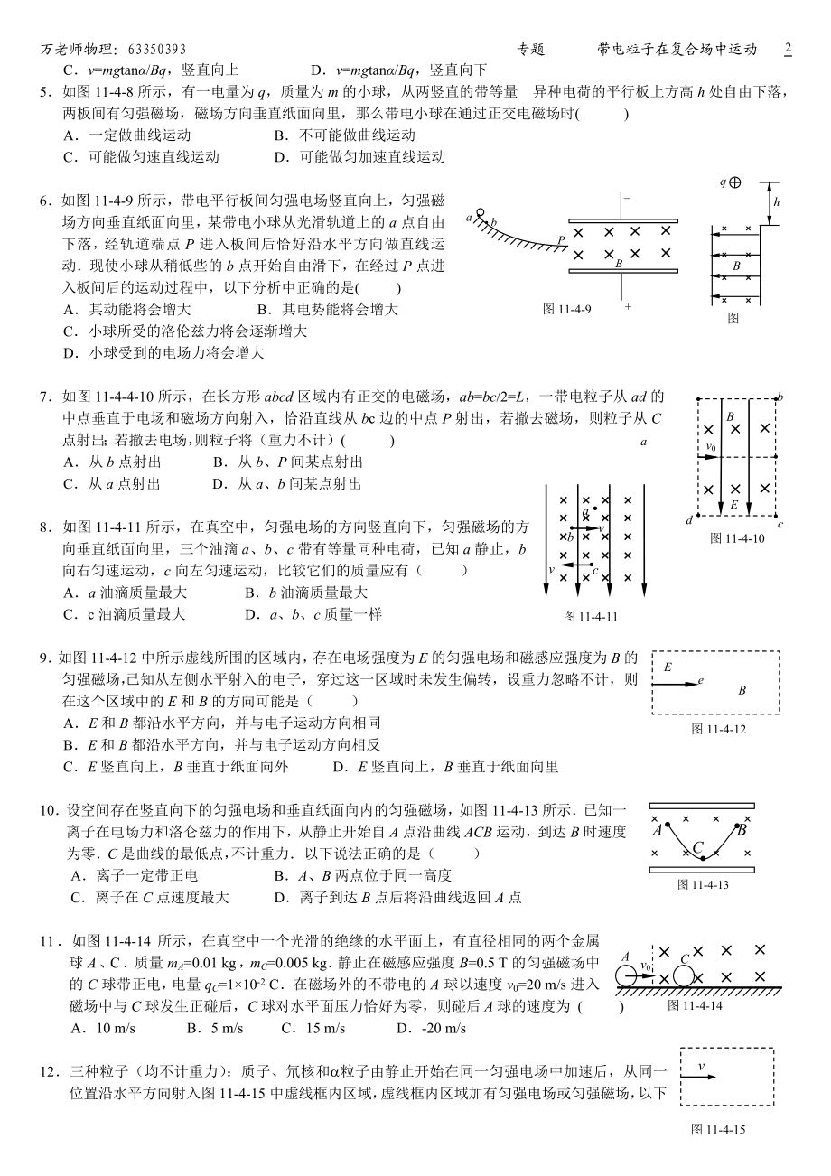 带电粒子在复合场中的运动专题练习.doc_第2页