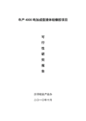 pu年产4000吨加成型液体硅橡胶项目可行性研究报告.doc