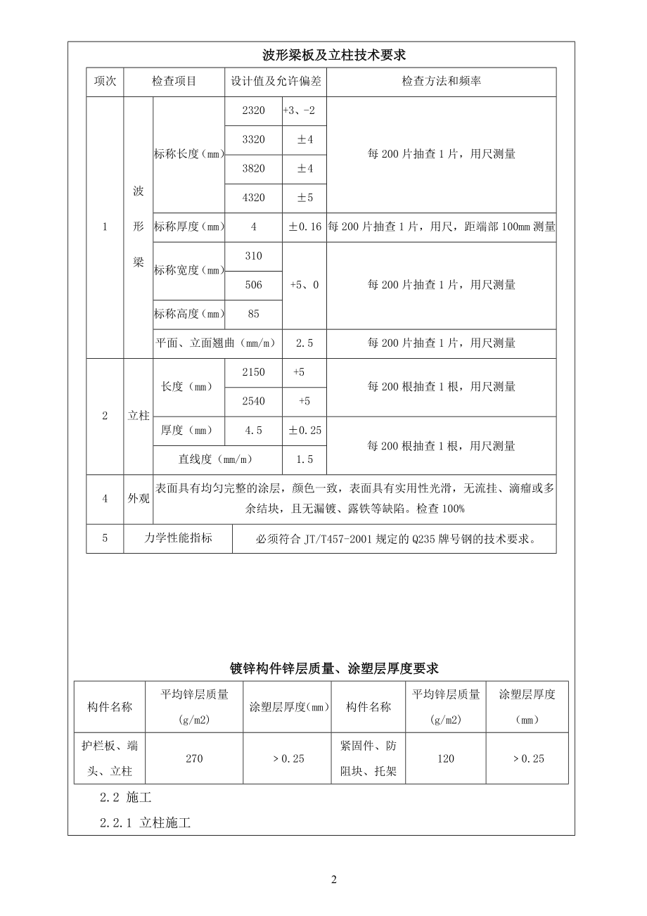 sg波形梁钢护栏施工技术交底记录.doc_第3页