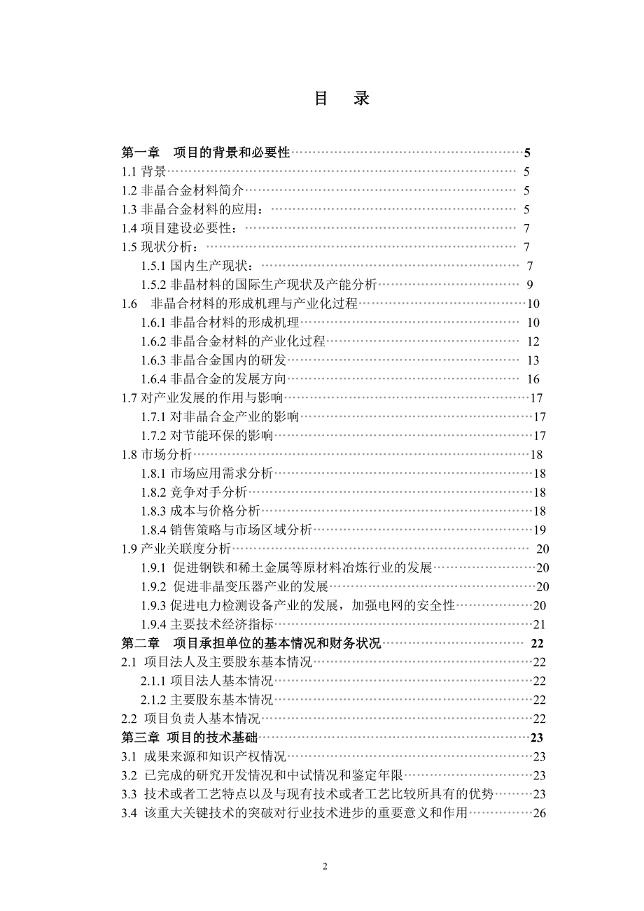 jn千吨非晶合金带材生产线项目可行性研究报告资金申请报告.doc_第2页