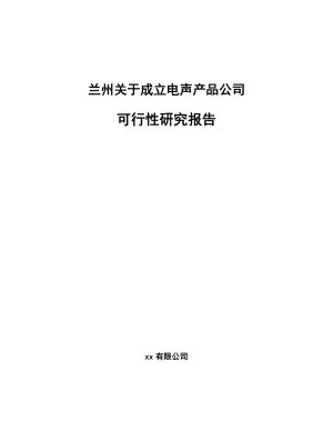 兰州关于成立电声产品公司可行性研究报告.docx