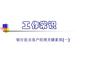 银行驻点客户经理关键素质(一)工作常识.ppt