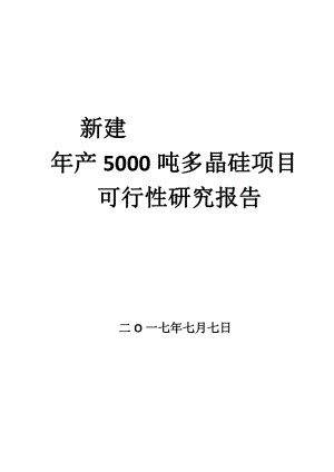 新建年产5000吨多晶硅项目可行性研究报告.doc