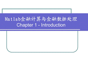 金融数据分析与处理-Chapter1导论.ppt