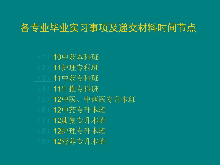 各专业毕业实习事项及递交材料时间节点.ppt_第1页