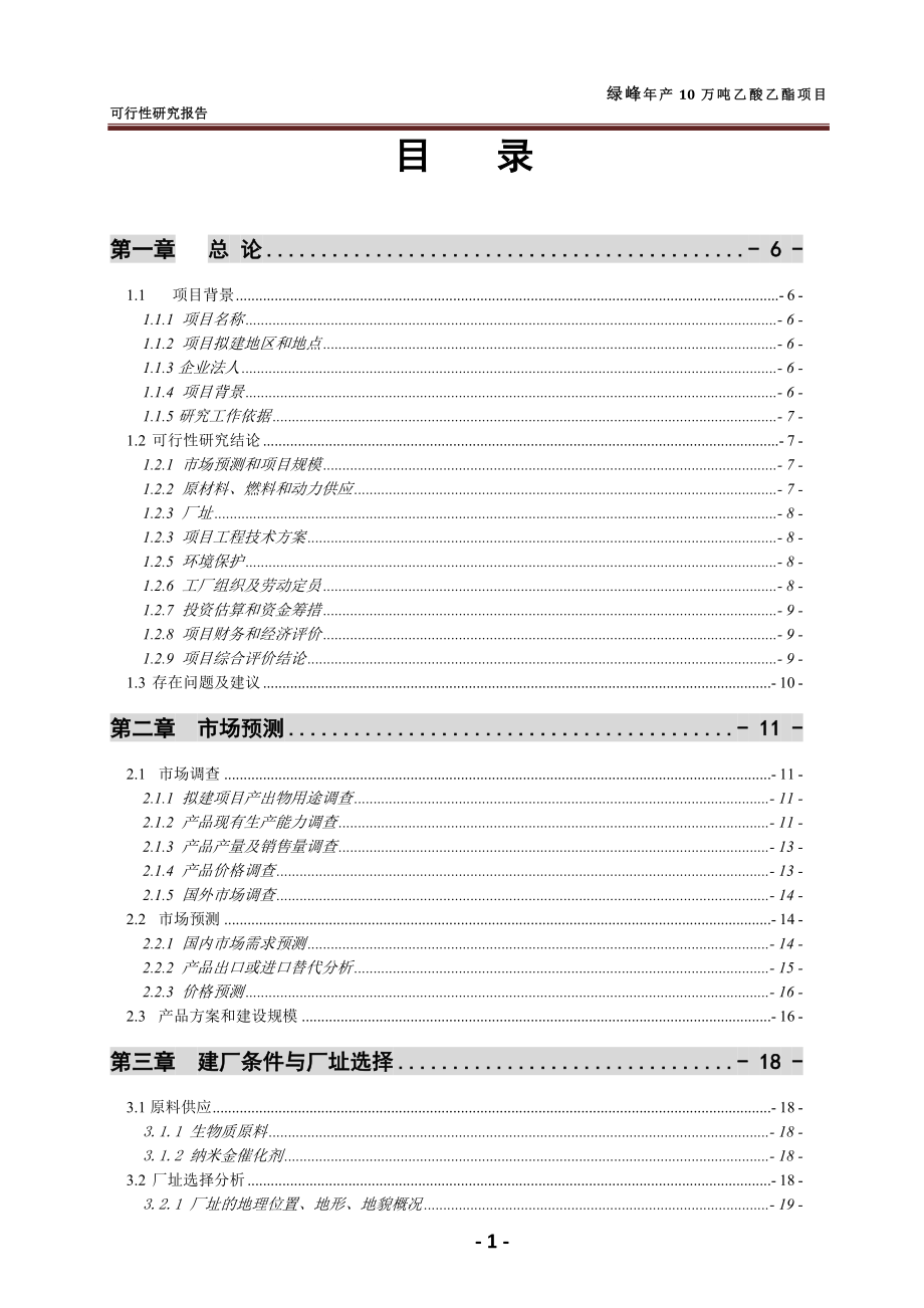 gm10万吨年乙酸乙酯合成项目可行性研究报告.doc_第2页