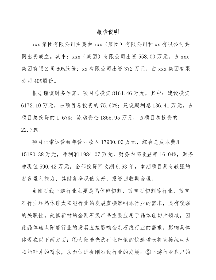 关于成立金刚石线公司可行性研究报告.docx_第2页