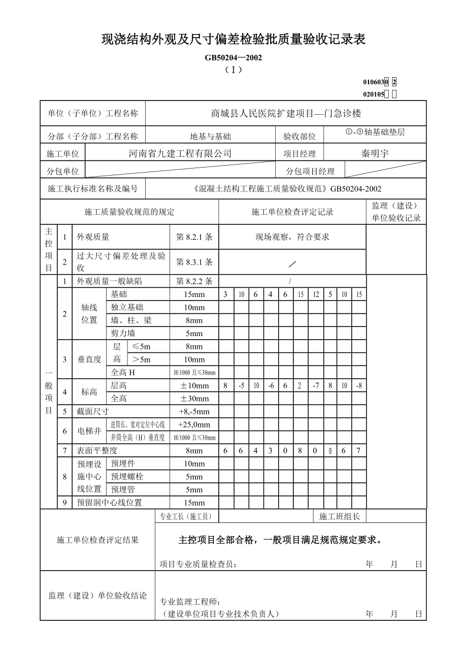 nm现浇结构外观及尺寸偏差检验批.doc_第2页