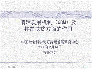 清洁发展机制(CDM)及其在扶贫方面的作用.ppt