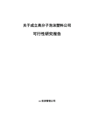 关于成立高分子泡沫塑料公司可行性研究报告.docx