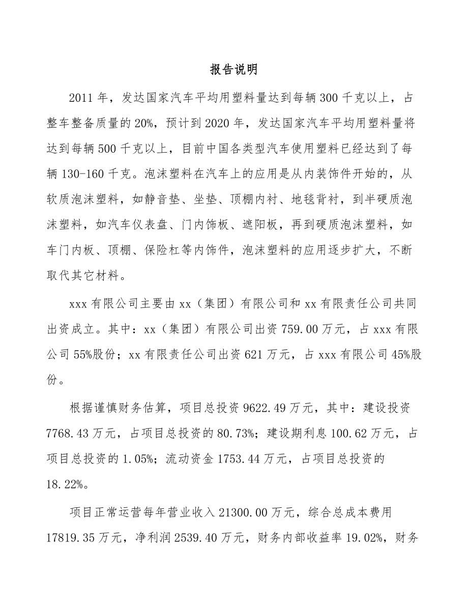 内蒙古关于成立高分子泡沫塑料公司可行性研究报告.docx_第2页