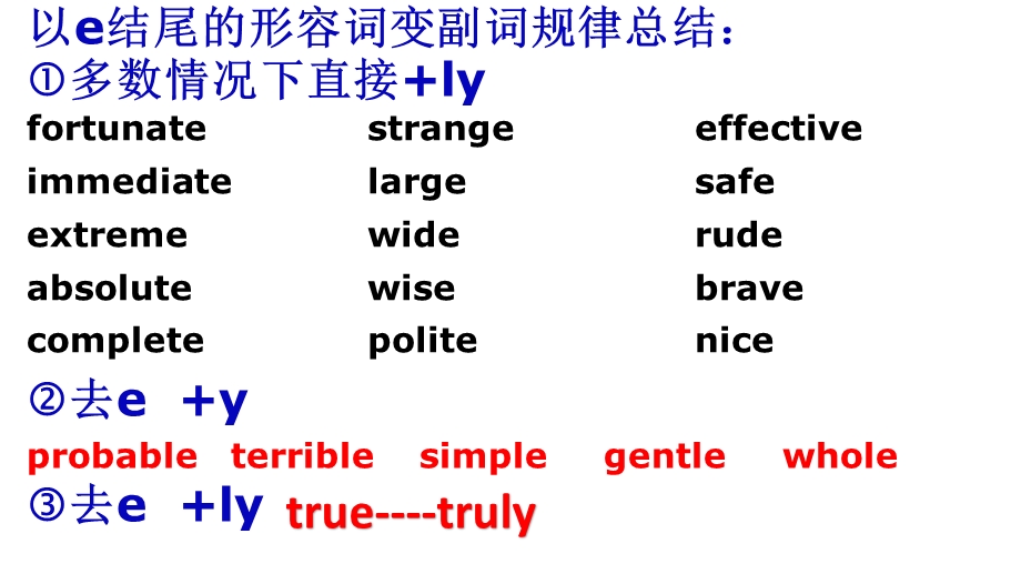 以e结尾的形容词变副词规律总结.ppt_第1页