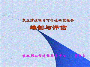 农业建设项目可行性研究报告编制与评估.ppt