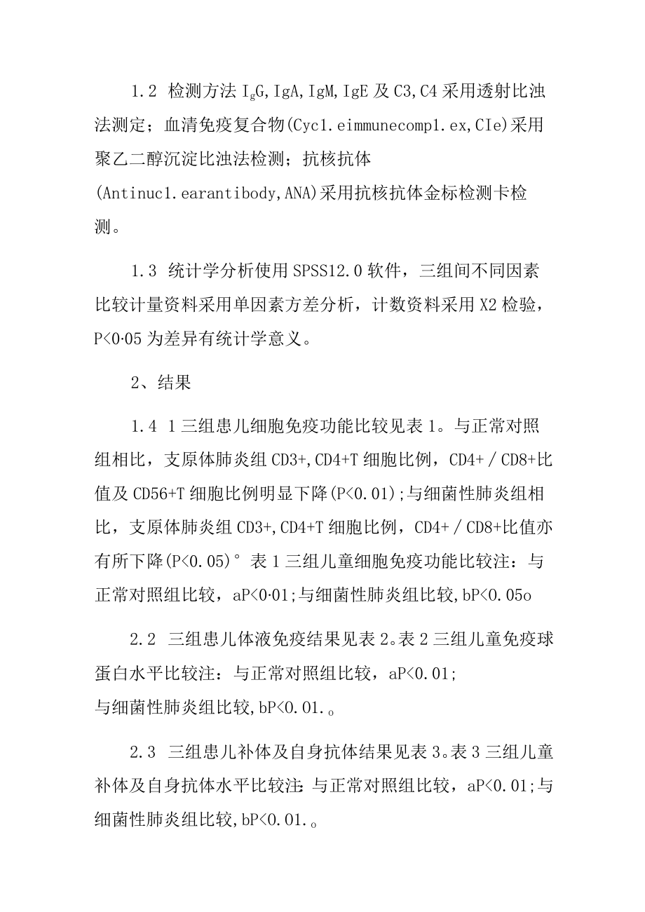 支原体肺炎患儿自身免疫功能的检测分析专题报告.docx_第3页