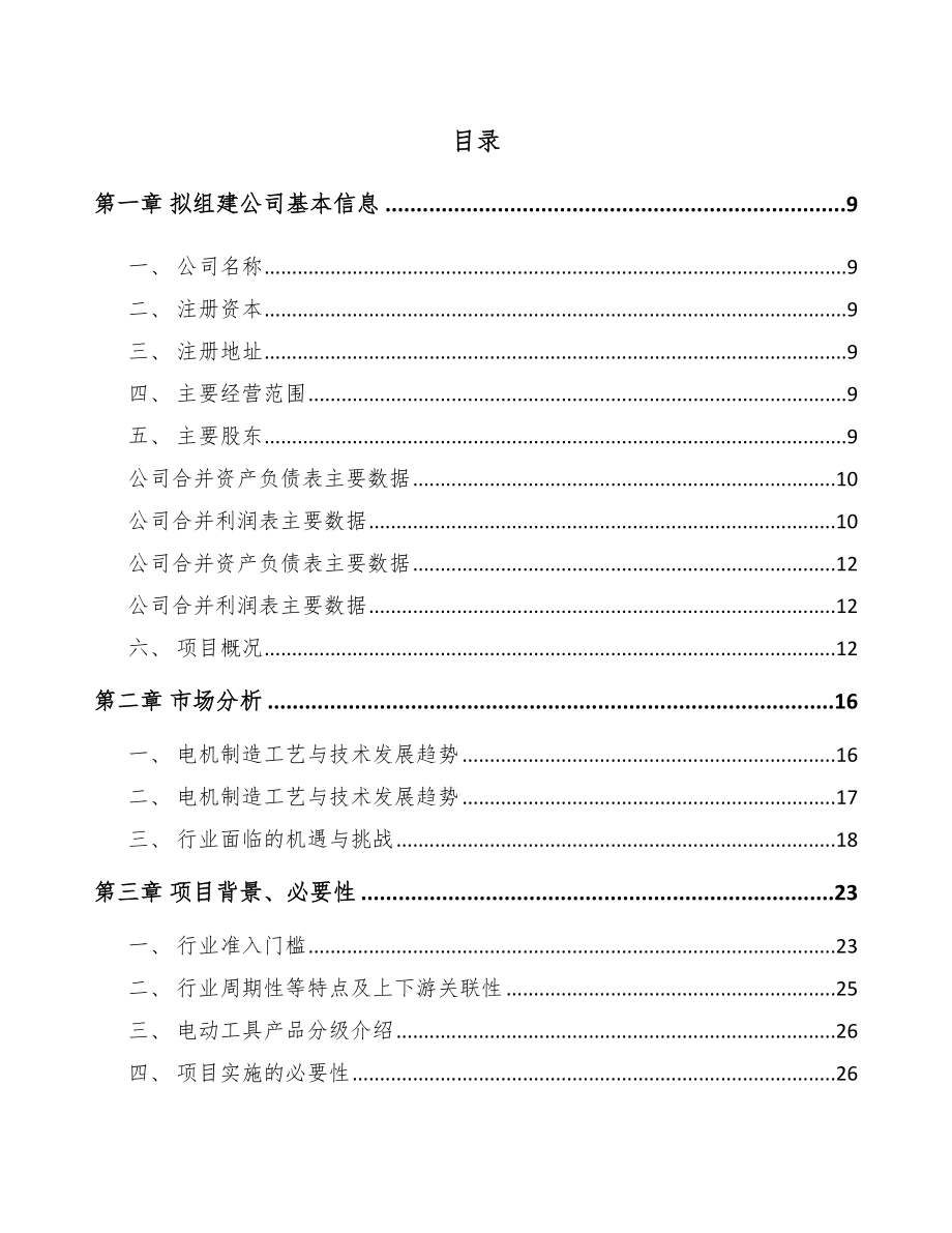 内蒙古关于成立电动工具电机公司可行性研究报告.docx_第2页