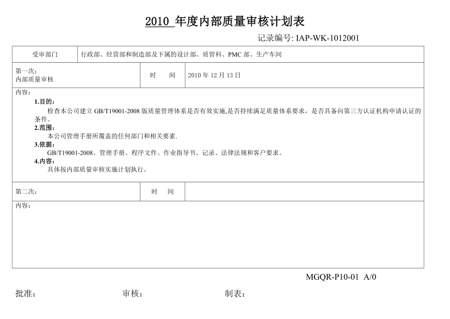 内部质量审核管理全套资料非常实用.doc_第1页