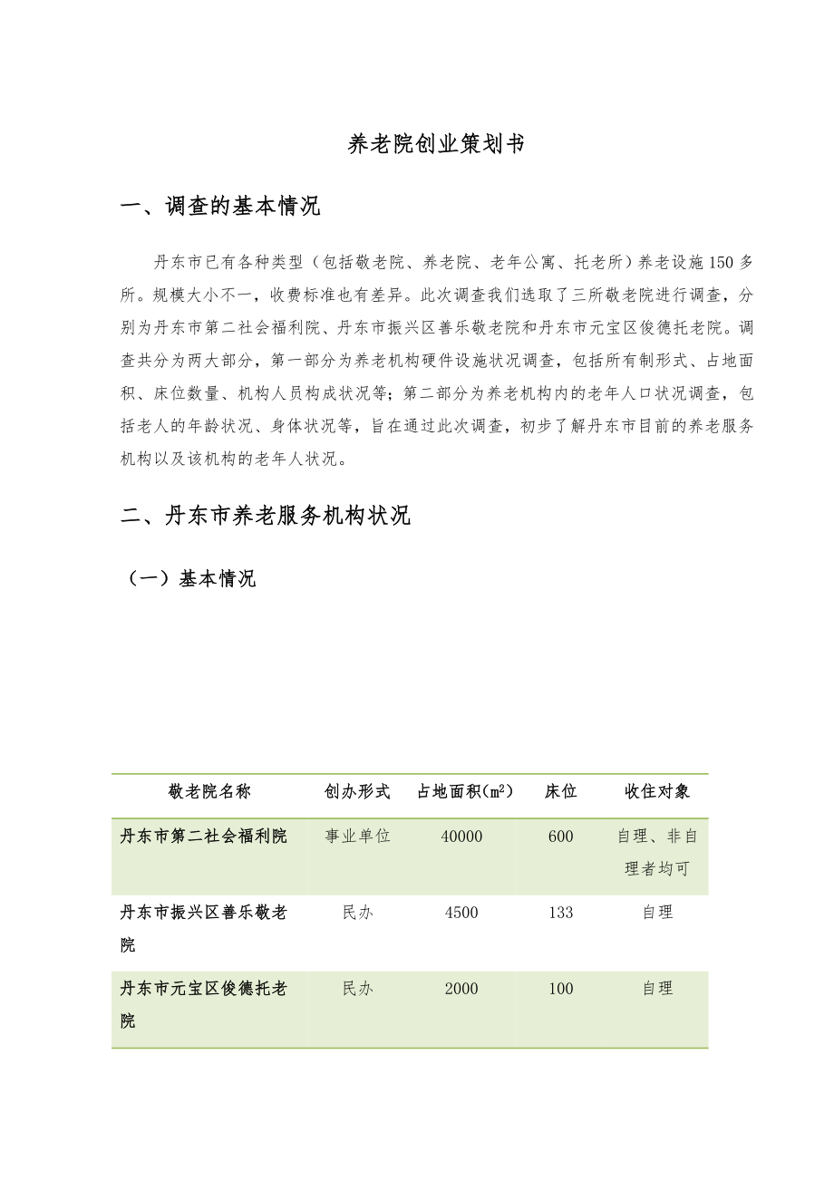 养老院创业项目策划书.doc_第1页