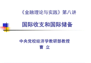 金融理论与实践第八讲国际收支和国际储备.ppt