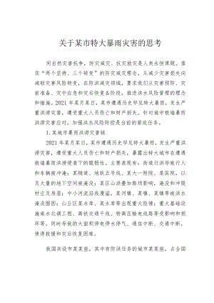 关于某市特大暴雨灾害的思考.docx