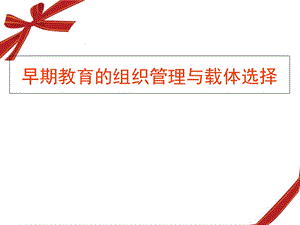 早期教育的组织管理与载体选择.ppt