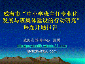 威海市中小学班主任专业化发展与班集体建设的行动研究.ppt