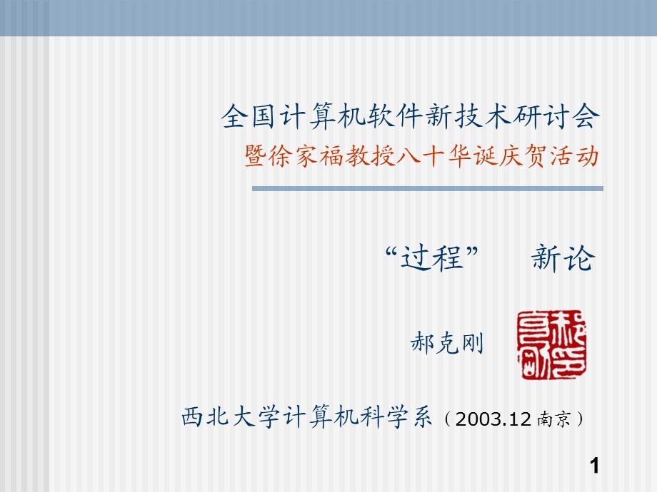 全国计算机软件新技术研讨会暨徐家福教授八十华诞庆贺活动.ppt_第1页