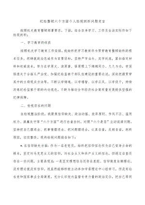 纪检整顿六个方面个人检视剖析问题发言.docx