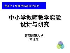 中小学教师教学实验设计与研究1.ppt