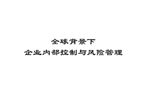 全球背景下企业内部控制与风险管理.ppt