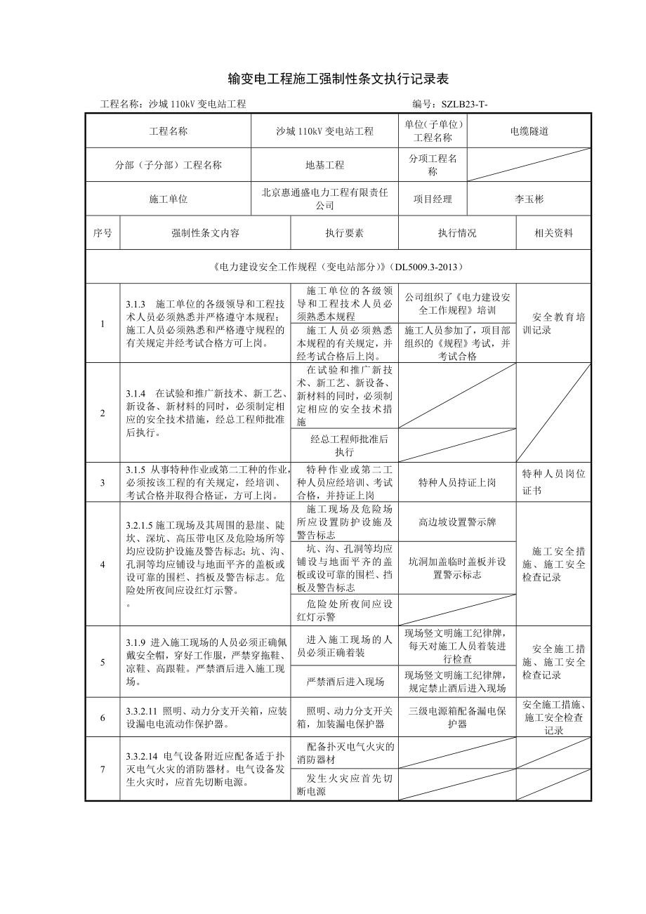 04电缆隧道安全强条执行记录表.doc_第1页