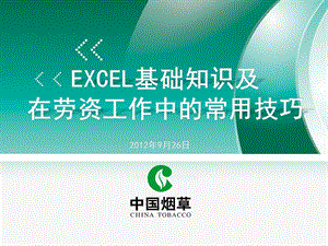 EXCEL基础知识及在劳资工作中的常用技巧.ppt