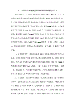 XX乡镇法治政府建设督察问题整改报告范文.docx