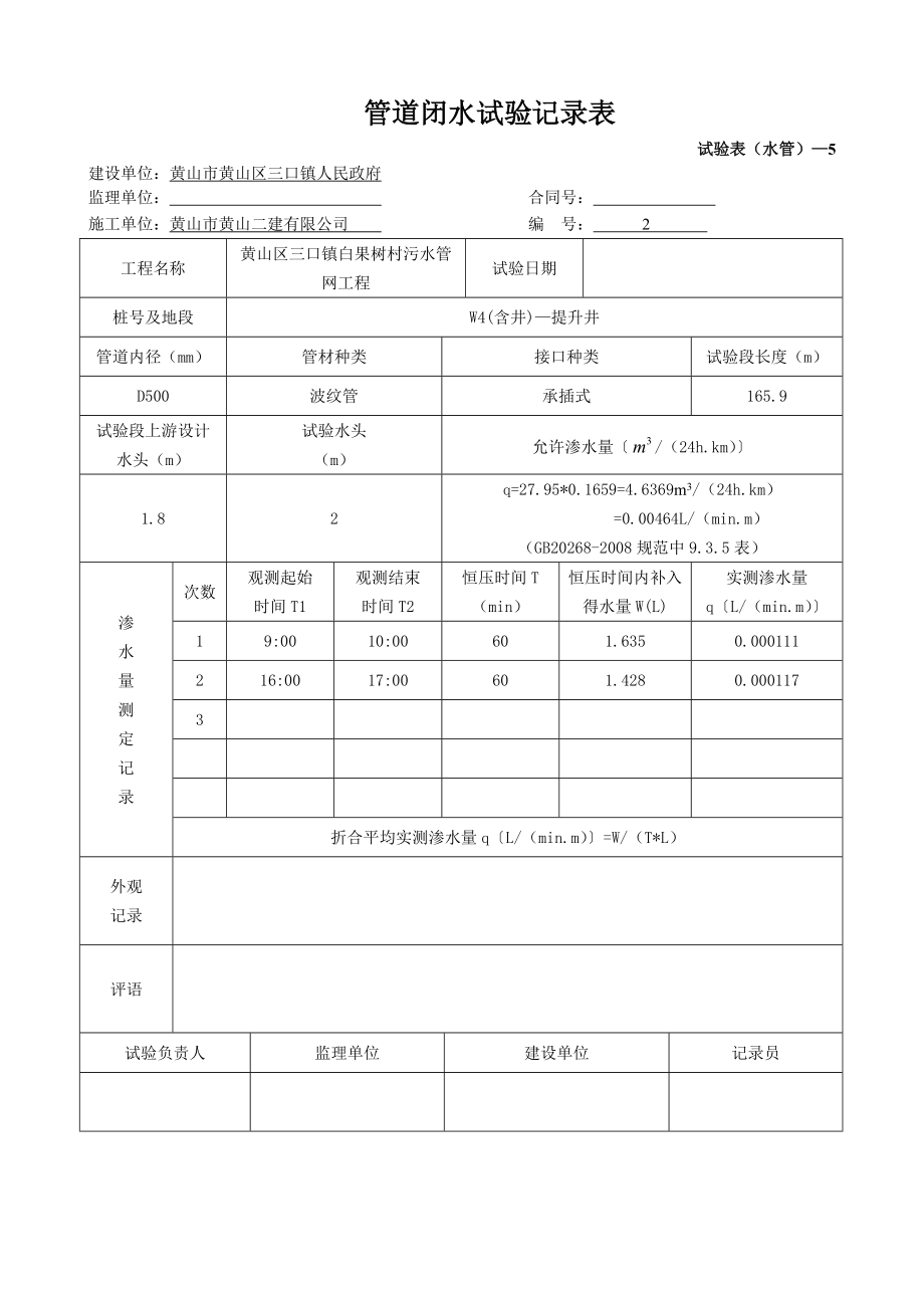 r闭水试验关记录表.doc_第2页