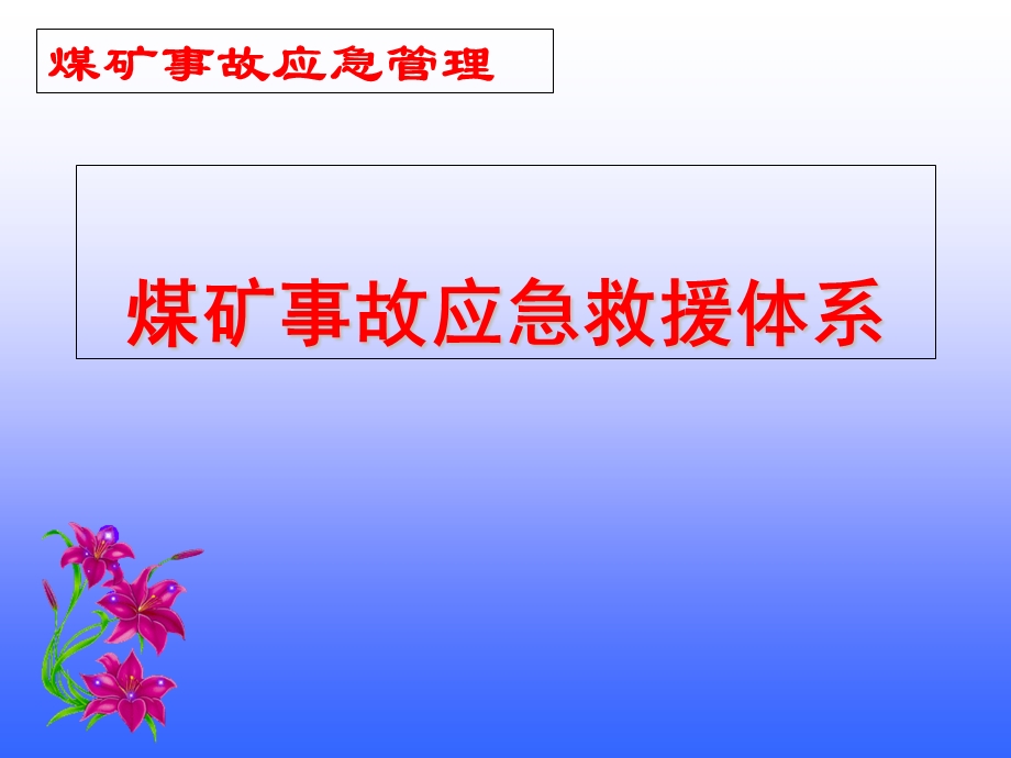 煤矿事故应急救援体系(煤矿事故应急管理培训课件).ppt_第1页
