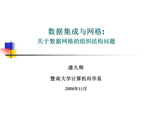 数据集成与网格关于数据网格的组织结构问题.ppt