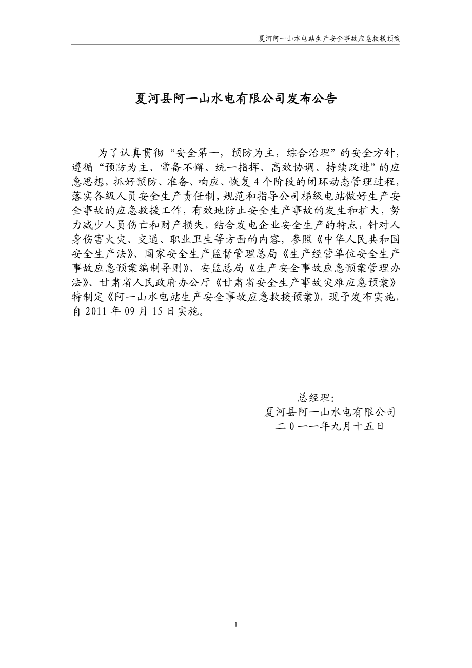 阿一山水电站生产安全事故应急救援预案.doc_第2页