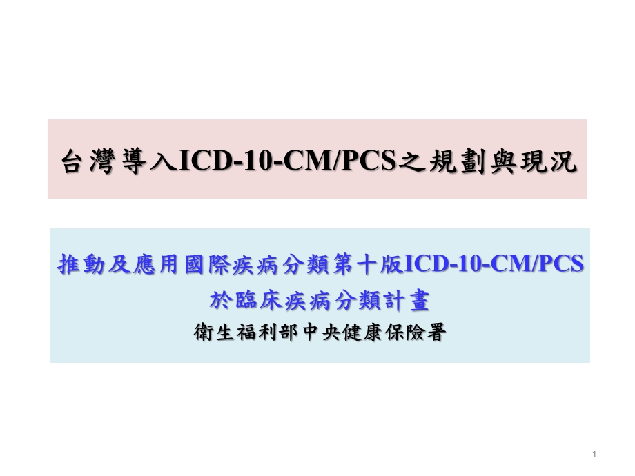 台湾导入ICD10CMPCS之规划与现况.ppt_第1页