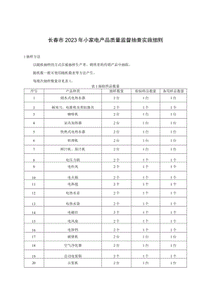 长春市2023年小家电产品质量监督抽查实施细则.docx