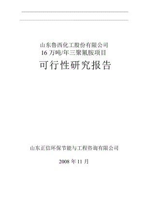 年产16万到吨三聚氰胺项目可行性研究报告.doc